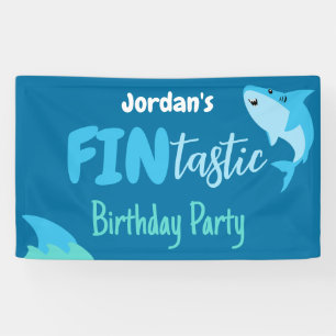 Fin-tastic Hai Geburtstagsparty Kinder unter dem M Banner