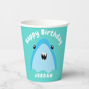 Fin-tastic Hai Geburtstagsparty Kinder unter dem M Pappbecher