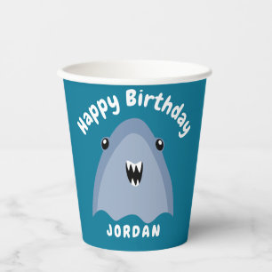 Fin-tastic Hai Geburtstagsparty Kinder unter dem M Pappbecher