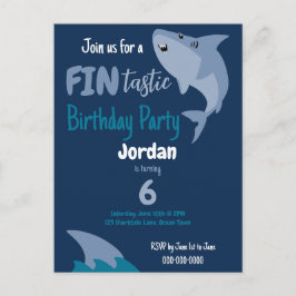 Fin-tastic Hai Geburtstagsparty Kinder unter dem M Postkarte