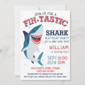 Fin-tastic Lächelndes Hai Kindergeburtstag Einladung (Vorderseite)