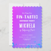 Fin-tastic Mermaid Thema Hintergrund Geburtstag Einladung (Vorderseite)