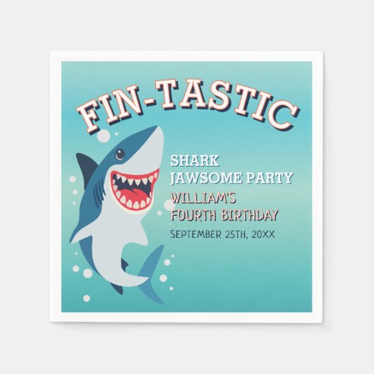 Fin-tastic Shark Geburtstag Jawsome Birthday Serviette (Vorderseite)