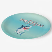 Fin-tastic Shark Ocean Birthday Pappteller (Schrägansicht)