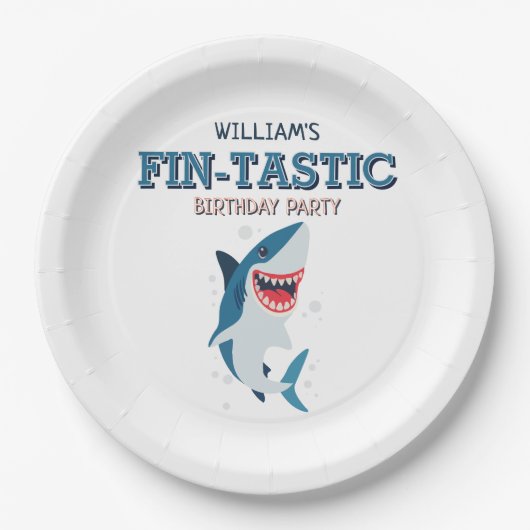 Fin-tastic Shark Ocean Birthday Pappteller (Vorderseite)