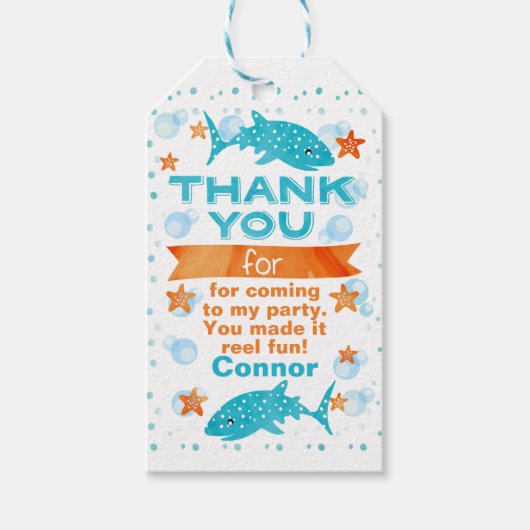 Fin-tastic Whale Shark Birthday Favor Tag Tag Geschenkanhänger (Vorderseite)
