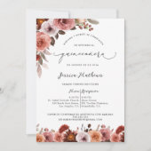 Fina Invitación Con Flores En Rosa De Quinceañera Einladung (Vorderseite)