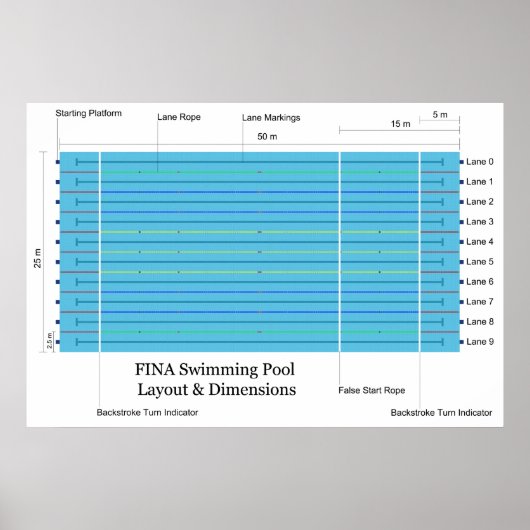 FINA Long Course Swimming Pool Standard Chart Poster (Vorne)