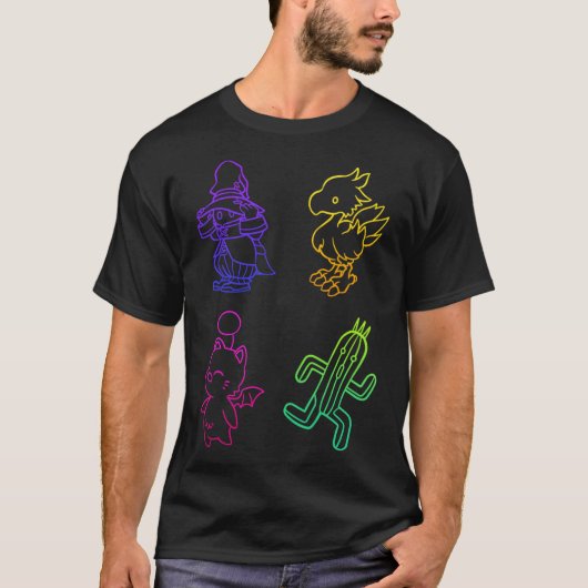 Final Fantasy Outlines retro T-Shirt (Vorderseite)