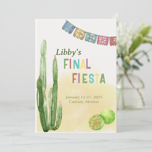 Final Fiesta Bachelorette Einladung (Stehend Vorderseite)