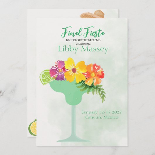 Final Fiesta Bachelorette Einladung (Vorne/Hinten)