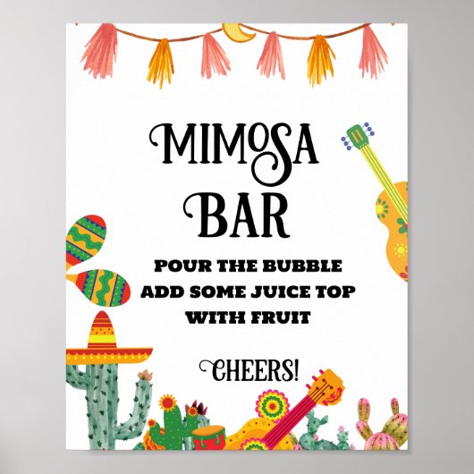 Final Fiesta Bachelorette Mimosa Bar Table Sign Poster (Vorne)