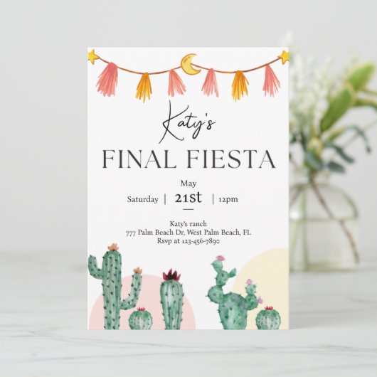 Final Fiesta Bridal/Junggeselinnen-Abschied Einlad Einladung (Stehend Vorderseite)