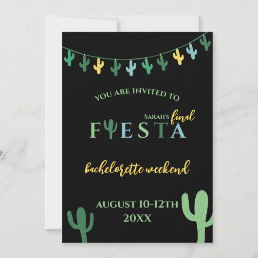 Final Fiesta Cactus Bachelorette Weekend Itinerary Einladung (Vorderseite)