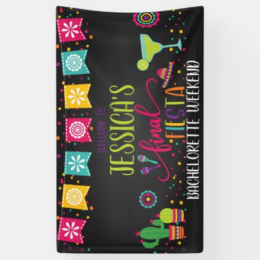 Final Fiesta Junggeselinnen-Abschied Banner - Blk (Vertikal)