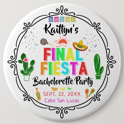 Final Fiesta Mexicana Bachelorette Party Button (Vorderseite)