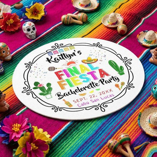 Final Fiesta Mexicana Bachelorette Party Runder Pappuntersetzer