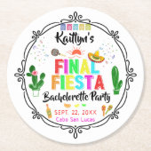 Final Fiesta Mexicana Bachelorette Party Runder Pappuntersetzer (Vorderseite)