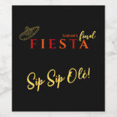 Final Fiesta Sip Sip Olé Bachelorette Party Weinetikett (Einzelnes Label)