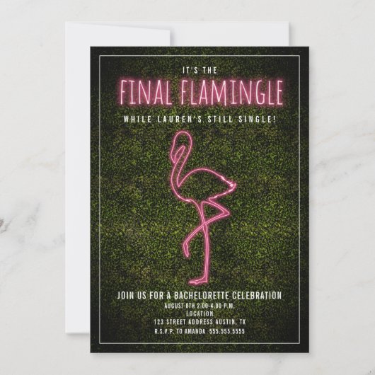 Final Flamingle Junggeselinnen-Abschied Weekend Einladung (Vorderseite)