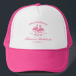 Final Flamingle Pink Bachelorette Truckerkappe<br><div class="desc">Machen Sie sich bereit,  die Braut zu feiern mit einer Touch von Retro-Charme und Flamingo-Spaß! Dieses "Final Flamingle" Design zeigt eine skurrile Abbildung von Flamingos.</div>