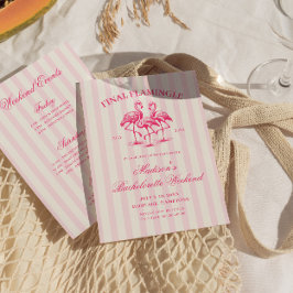 Final Flamingle Pink Striped Bachelorette Einladung
