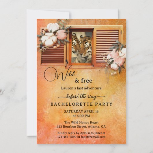 Final Flying Tiger Junggeselinnen-Abschied Einladung (Rückseite)