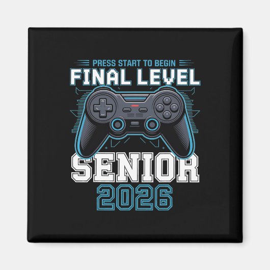 Final Level Senior 2026 Press Start Gamer Style Magnet (Vorne)