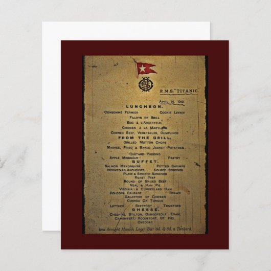 Final Menu RMS Titanic (Vorne/Hinten)