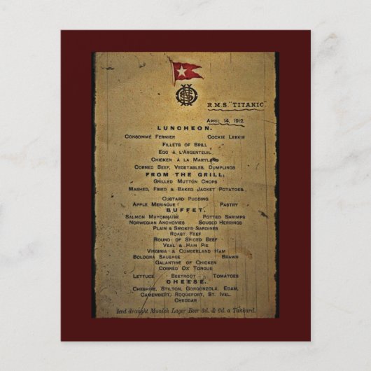 Final Menu RMS Titanic (Vorderseite)