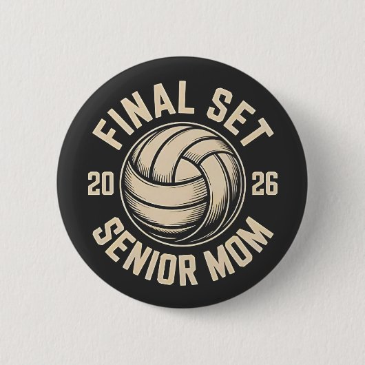 Final Set Senior Mama 2026 Abschluss Volleyball Button (Vorderseite)