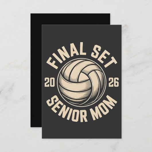 Final Set Senior Mama 2026 Abschluss Volleyball Dankeskarte (Vorne/Hinten)