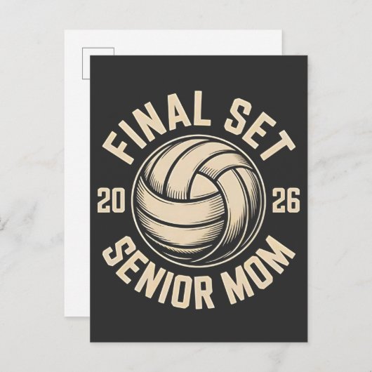 Final Set Senior Mama 2026 Abschluss Volleyball Einladungspostkarte (Vorne/Hinten)