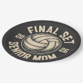 Final Set Senior Mama 2026 Abschluss Volleyball Pappteller (Schrägansicht)