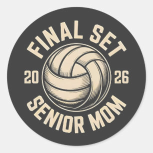 Final Set Senior Mama 2026 Abschluss Volleyball Runder Aufkleber