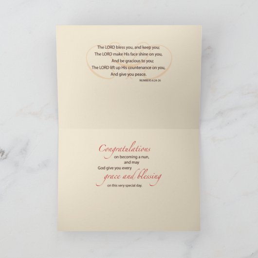 Final Vows Nun Gratulationen an Red Candle Karte (Innenseite)