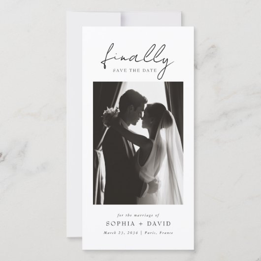 Finally | Black and White Bookmark Photo Wedding Save The Date (Vorderseite)