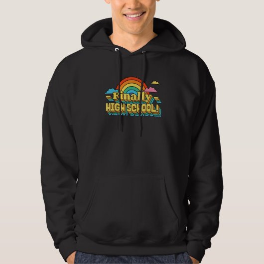 FINALLY HIGH SCHOOL STUDENT RETRO GROOVY HOODIE (Vorderseite)