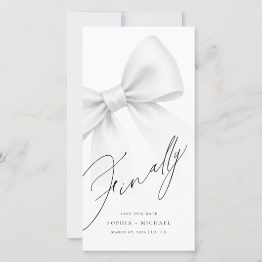 Finally Modern Bow Minimalist Bookmark Save The Date (Vorderseite)