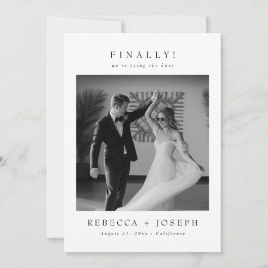 Finally Old Money Wedding Photo Save The Date (Vorderseite)