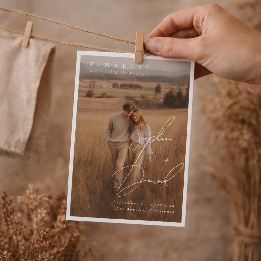 Finally Script Elegant NAMES Photo Wedding Save The Date