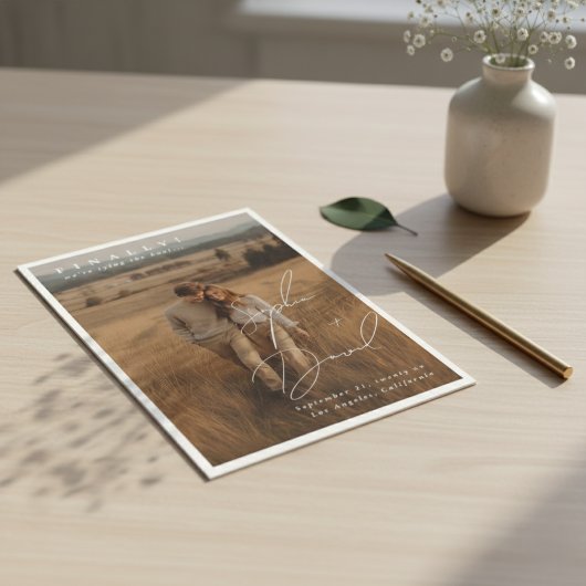 Finally Script Elegant NAMES Photo Wedding Save The Date