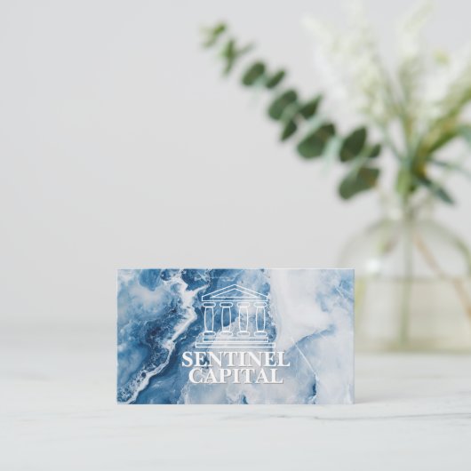 Finance Banking | Blauer Marmor Visitenkarte (Stehend Vorderseite)