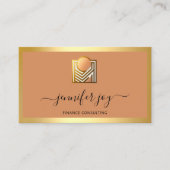 Finance Consulting Broker Gold Frame Logo QR Code Visitenkarte (Vorderseite)