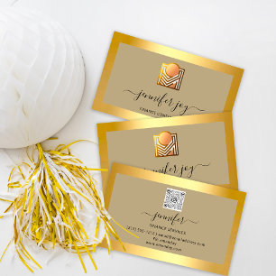 Finance Consulting Broker Gold GreenLogo QR Visitenkarte