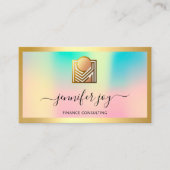 Finance Consulting Broker Gold Holographic QR Logo Visitenkarte (Vorderseite)