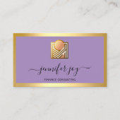 Finance Consulting Broker Gold Lila Logo QR Visitenkarte (Vorderseite)