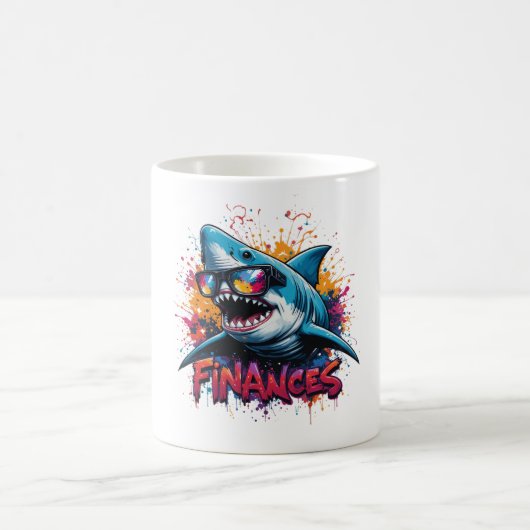 Finance Shark Tasse - lustiges Design von Cartoon (Mittel)