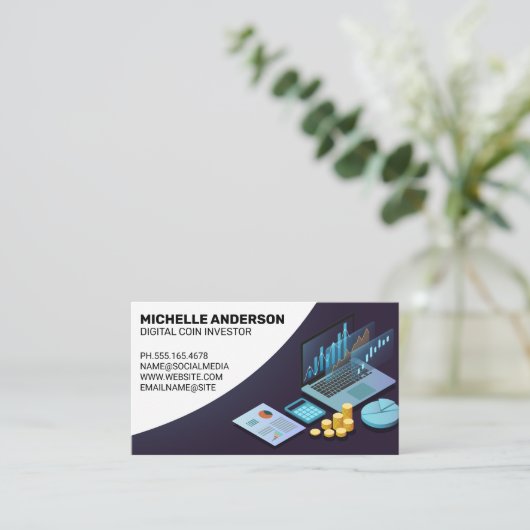 Finance Tech Tools und Chart Visitenkarte (Stehend Vorderseite)