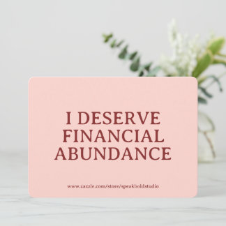 Financial Abundance Affirmation Custom Card Gift Feiertagskarte